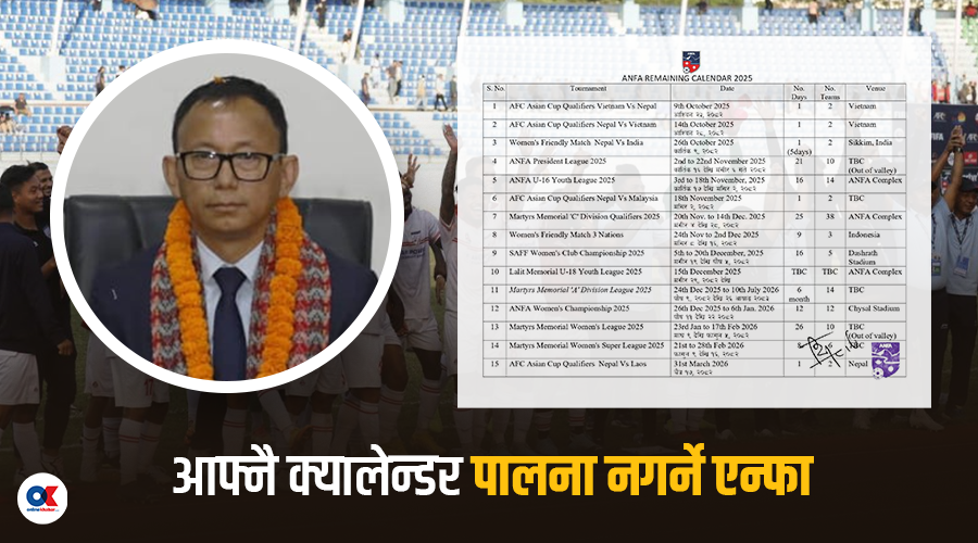 क्यालेन्डरमा मात्र फुटबल खेलाउने एन्फा 