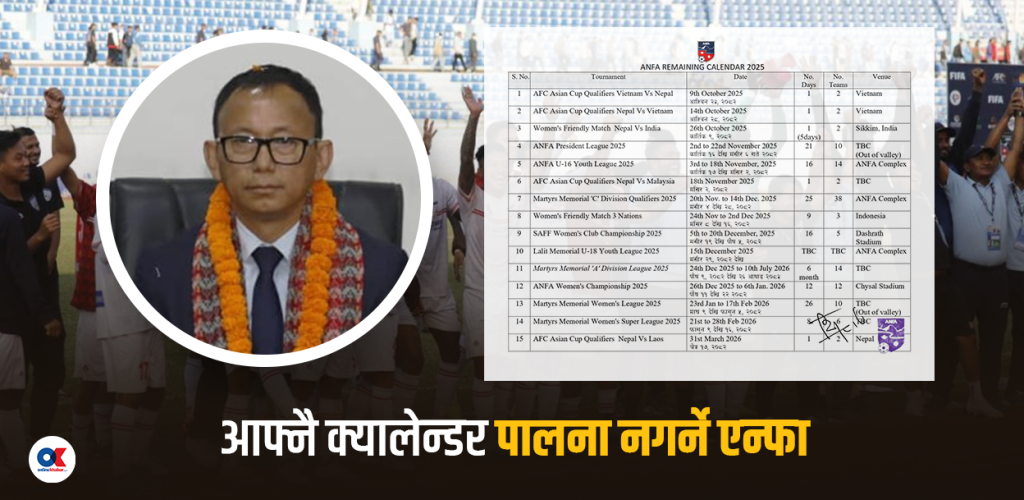 क्यालेन्डरमा मात्र फुटबल खेलाउने एन्फा