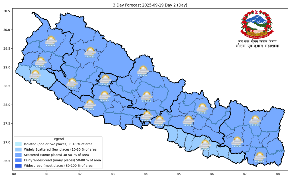 कोशी, बागमती, गण्डकी र लुम्बिनीमा भारी वर्षाको सम्भावना
