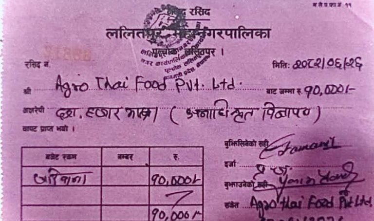 ललितपुर महानगरको पोलमा पर्चा टाँस्नेलाई १० हजार जरिवाना