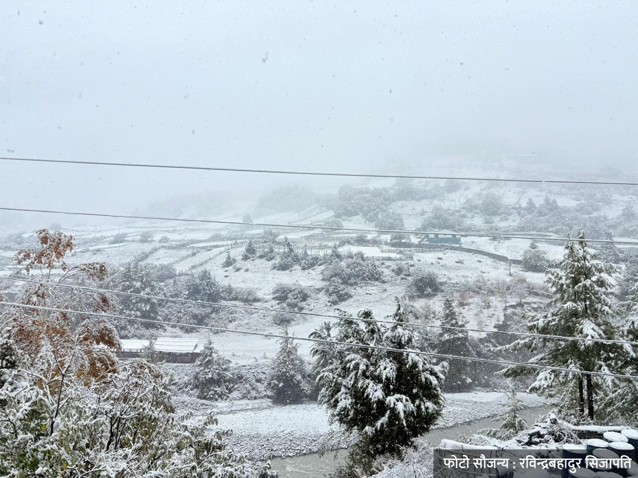 मनाङमा पनि हिमपात (तस्वीरहरु)