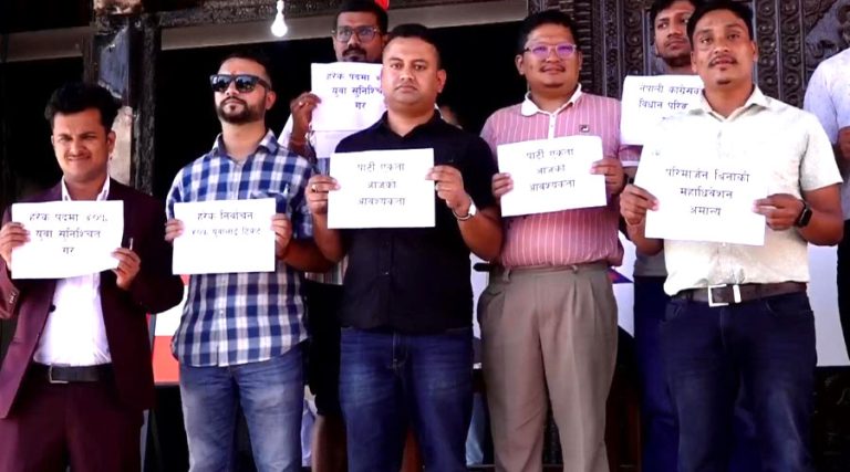 युवामैत्री कांग्रेस निर्माणको माग गर्दै सानेपामा धर्ना