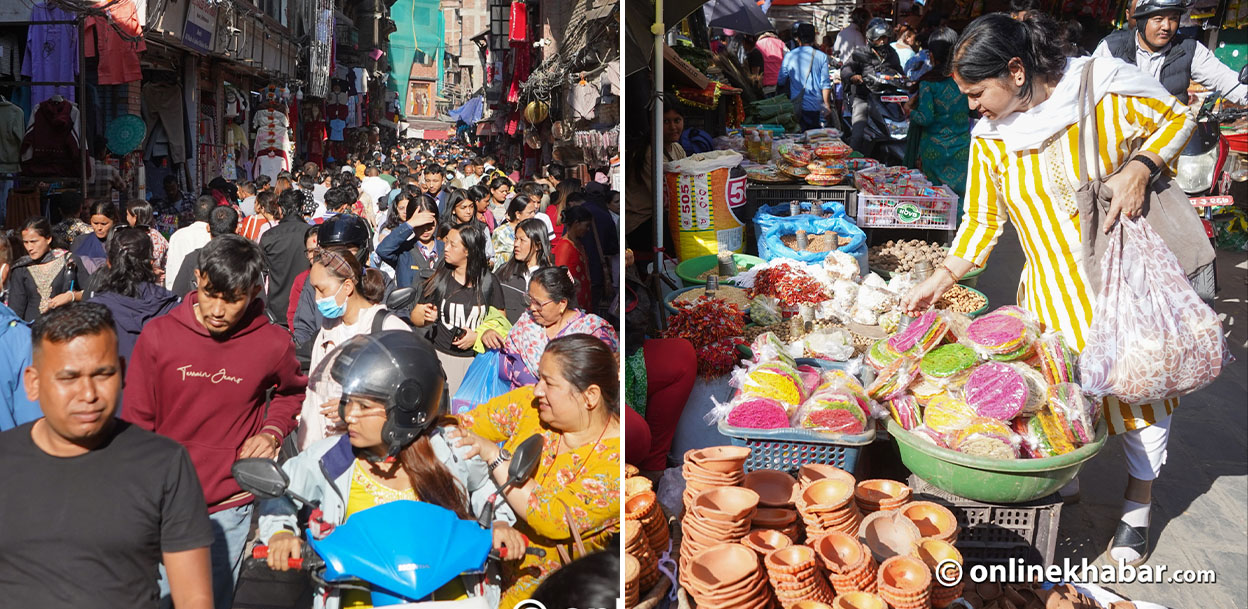 असन र जमलमा तिहारको किनमेल गर्नेको भीड (तस्वीरहरू)