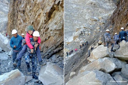 दोलखामा अलपत्र परेका ४ जना विदेशी पर्यटकको उद्धार
