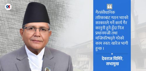 सर्वोच्चलाई सभामुखको जवाफ : ‘राष्ट्रपतिको काम  र प्रधानमन्त्री नियुक्ति असंवैधानिक’