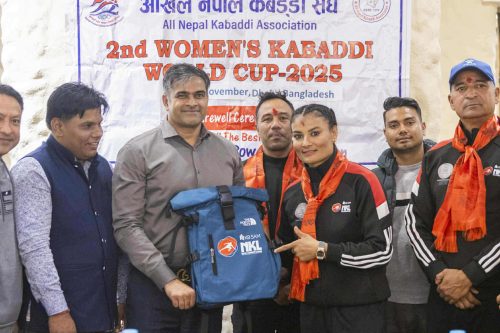 एनकेएलद्वारा कबड्डी विश्वकप खेल्ने नेपाली टोलीलाई खेल सामग्री प्रदान