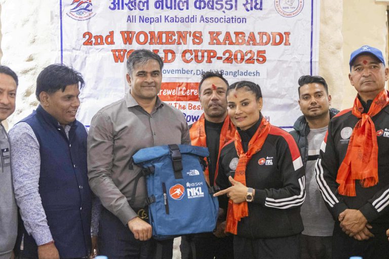 एनकेएलद्वारा कबड्डी विश्वकप खेल्ने नेपाली टोलीलाई खेल सामग्री प्रदान