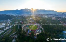 गोधूलि साँझमा एनपीएलले उज्यालिएको कीर्तिपुर (तस्वीरहरू)