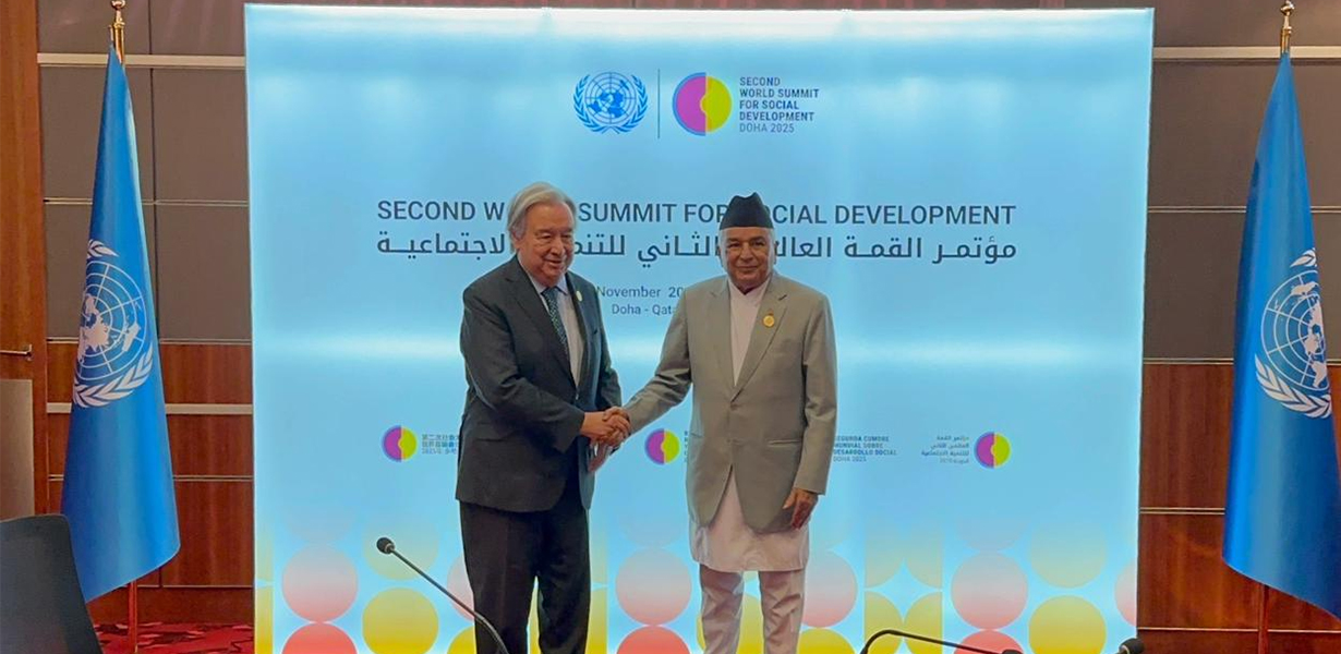 राष्ट्रपति पौडेल र राष्ट्रसंघका महासचिव गुटेरेसबीच भेटवार्ता