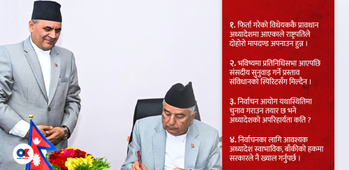 संवैधानिक परिषद् अध्यादेशबारे चार कोणबाट विश्लेषण गर्दै राष्ट्रपति