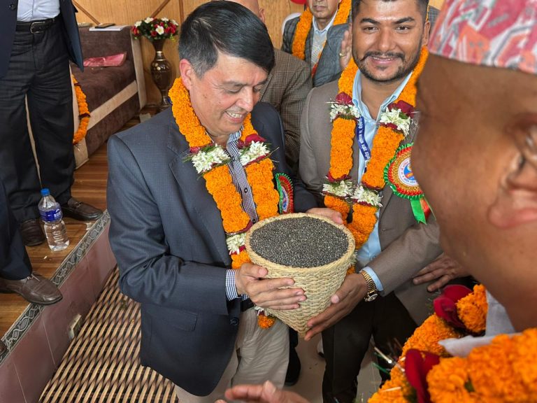 अध्यक्ष ढकाललाई कोसेली, धादिङको एक डाली मास