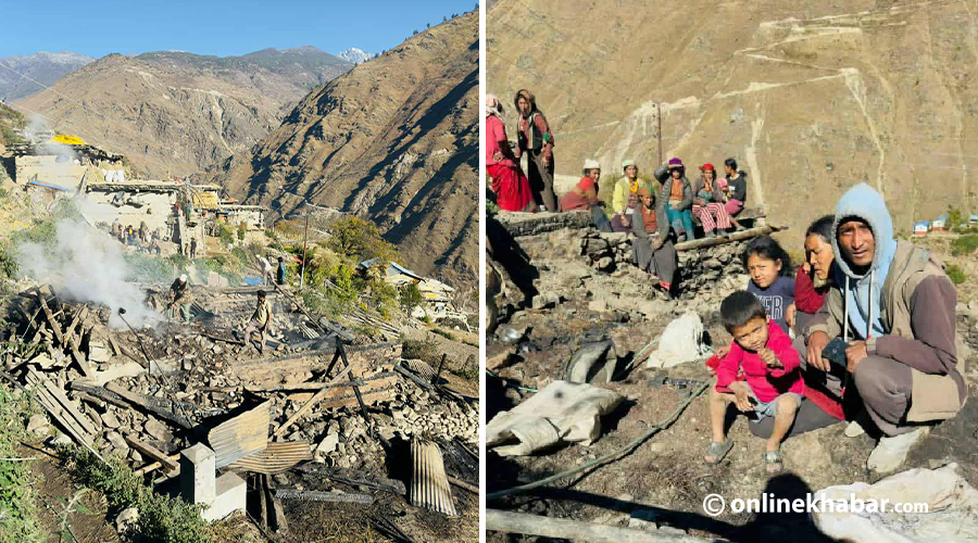 हुम्लामा आगलागीले घर जल्दा रावत परिवारको बिचल्ली, सहयोगको लागि याचना