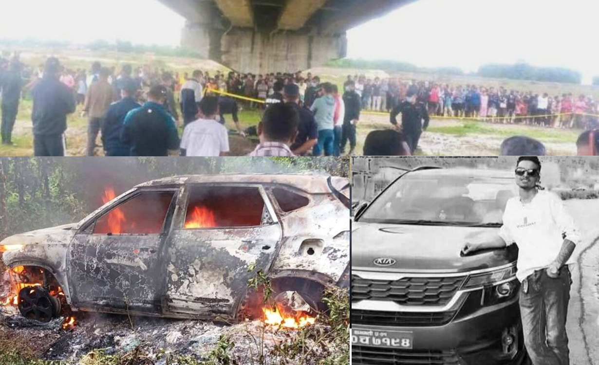 सरोज शर्मा हत्या : कार जलेको भेटियो, गाडिएको अवस्थामा शव