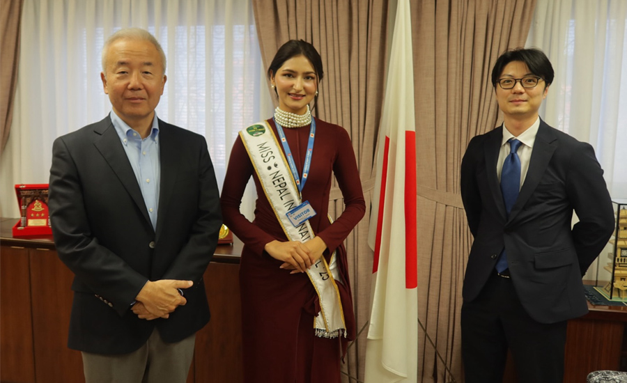 मिस नेपाल इन्टरनेसनल उरुषा र जापानी राजदूतबीच भेट