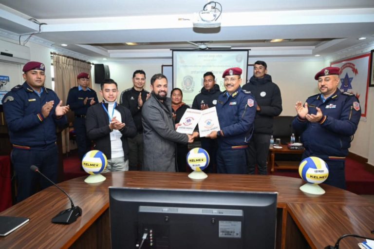 नेपाल प्रहरी खेलकुद समिति र रुप्से स्पोर्ट्स म्यानेजमेन्टबीच प्रायोजन सम्झौता