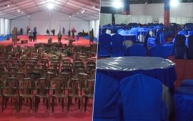 एमाले महाधिवेशन : भृकुटीमण्डपको टेन्टमुनि बन्दसत्र, प्रदर्शनी हलमा खानपान