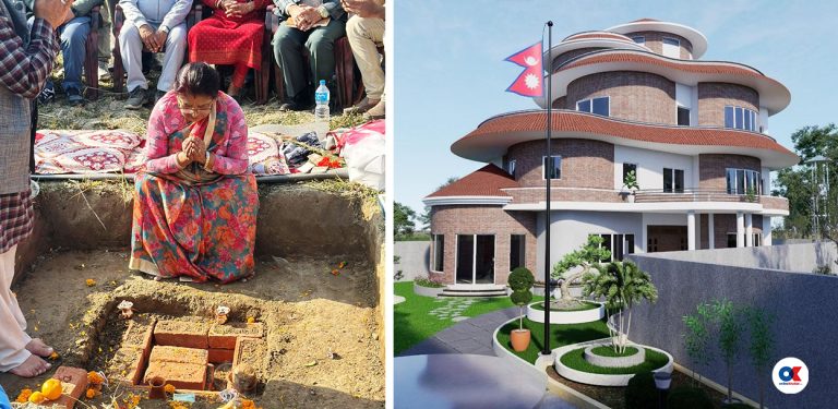 गुण्डुमा ‘ओली कुटी’ निर्माण सुरू, राधिकाले गरिन् शिलान्यास