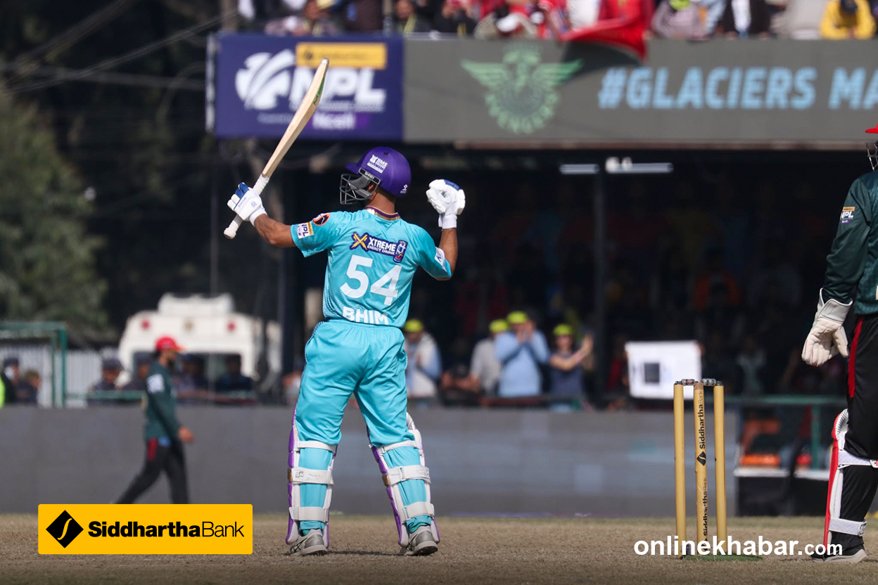 भीम शार्की र बेन चार्ल्सवर्थको अर्धशतकमा काठमान्डुले पोखरालाई दियो १६६ रनको लक्ष्य
