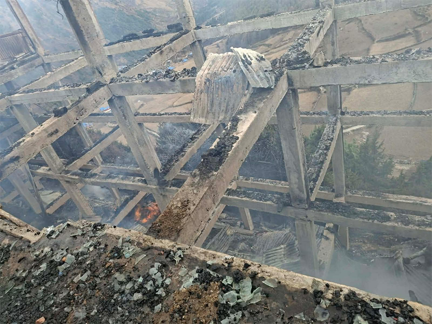 उत्तरी गोरखाको रिबम गुम्वाको छात्रावासमा आगलागी