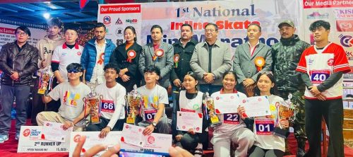 प्रथम राष्ट्रिय इनलाइन स्केट म्याराथनको उपाधि निमिषा र साम्देनलाई