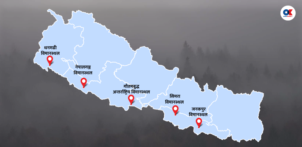 प्रतिकूल मौसमका कारण आधा दर्जन विमानस्थल बन्द