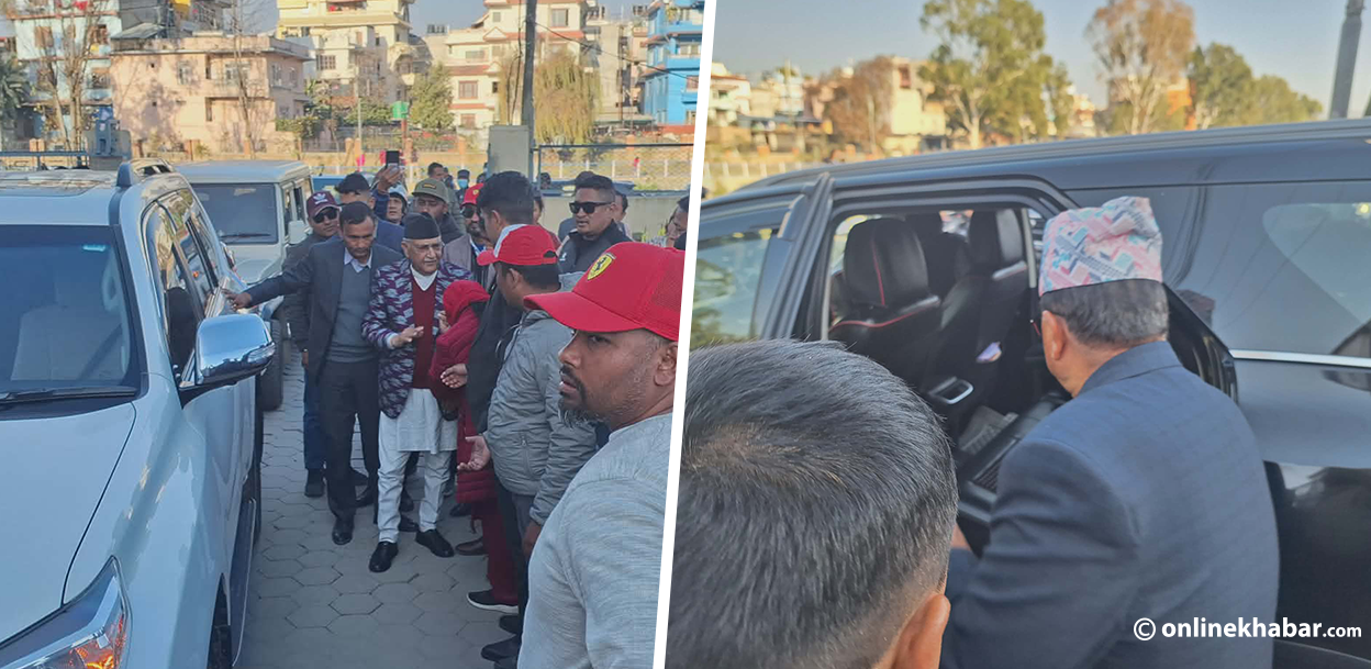 च्यासल मुख्यालयमा ओली आए, पोखरेल बाहिरिए