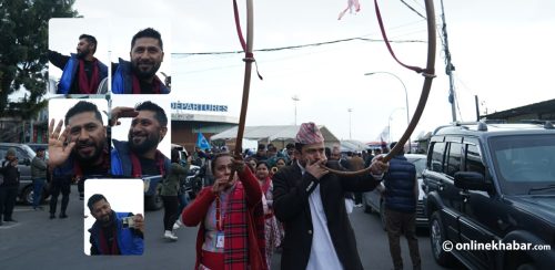 काठमाडौंमा रविलाई बाजागाजासहित स्वागत (तस्वीरहरू)