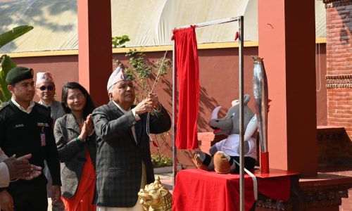 राष्ट्रपति पौडेलद्वारा किन्डर ओलम्पिकको मस्कट अनावरण