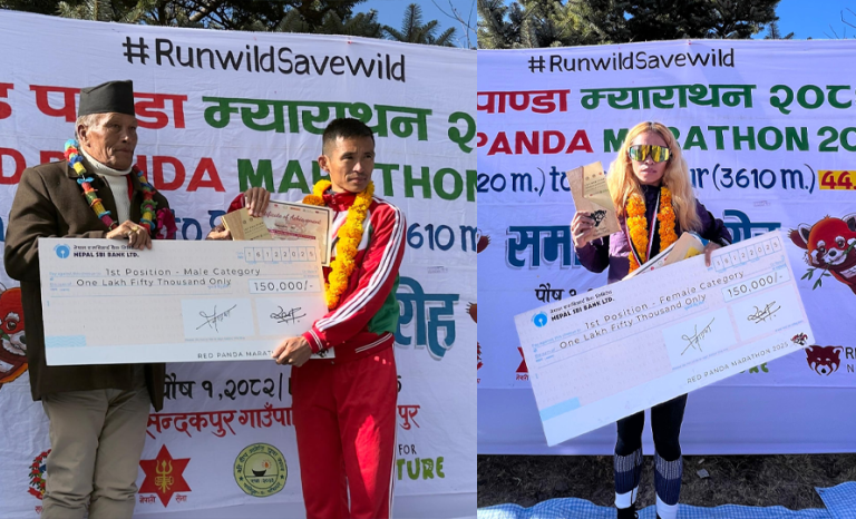 रेडपाण्डा म्याराथन : पुरुषतर्फ गजेन्द्र र महिलातर्फ निर्मलाले उपाधि जिते