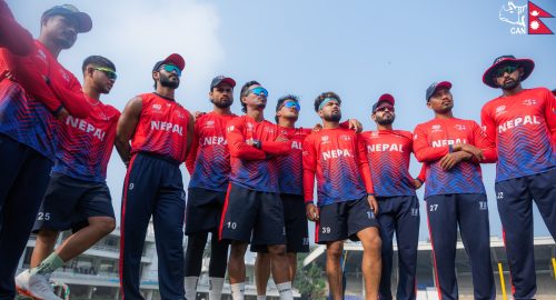 नेपाली क्रिकेट टोलीले एमसीए प्रेसिडेन्ट ११ सँग अभ्यास खेल खेल्दै