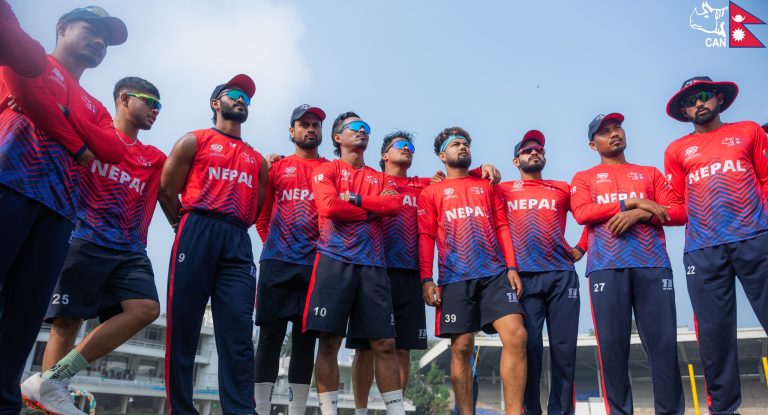 नेपाली क्रिकेट टोलीले एमसीए प्रेसिडेन्ट ११ सँग अभ्यास खेल खेल्दै