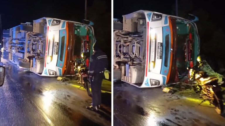 मुग्लिन–नारायणगढ सडकखण्डमा बस पल्टियो, ३८ जना घाइते