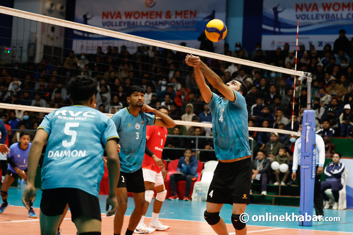 नवौं एनभीए भलिबल च्याम्पियनसिप : एपीएफलाई हराउँदै रुकुम पश्चिम सेमिफाइनलमा
