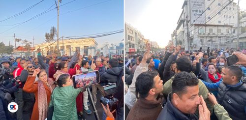 निर्वाचन आयोगमा कांग्रेसका दुई पक्ष आमनेसामने, गेटबाहिर नाराबाजी (तस्वीरहरू)