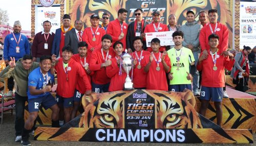 पुलिसलाई हराउँदै गण्डकीले जित्यो टाइगर कपकाे उपाधि