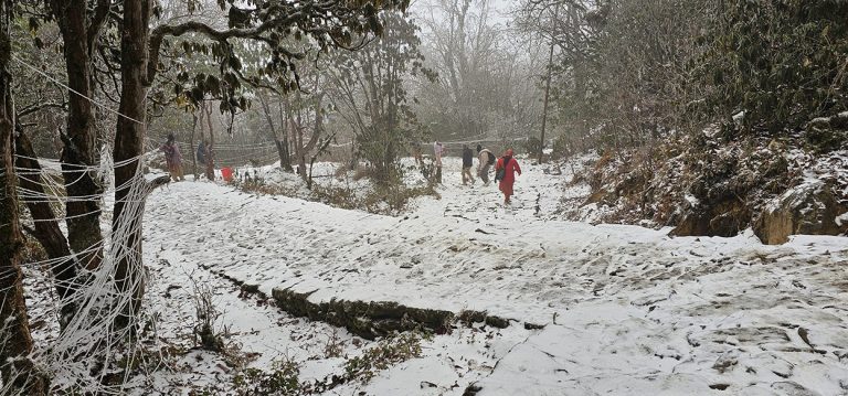 पाथीभरा क्षेत्रमा हिमपात