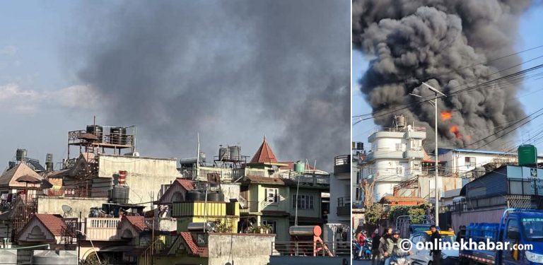 काठमाडौंको गैरिगाउँस्थित काठ गोदाममा आगलागी