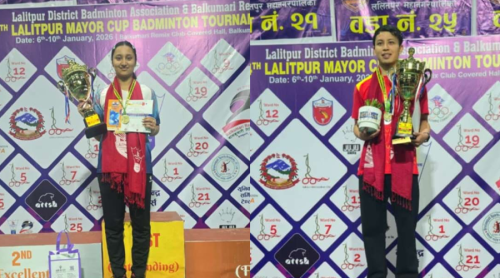 ललितपुर मेयर कप ब्याडमिन्टनमा रशिला चाैथो पटक च्याम्पियन, प्रफुललाई पहिलो उपाधि