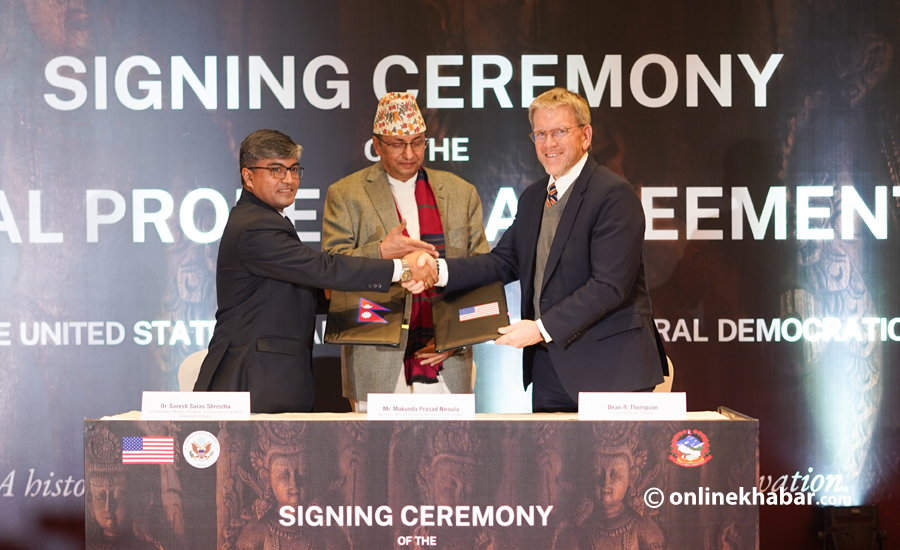 नेपाल र अमेरिकाबीच सांस्कृतिक सम्पत्ति सम्झौतामा हस्ताक्षर, कलाकृतिको चोरीविरुद्ध लड्ने