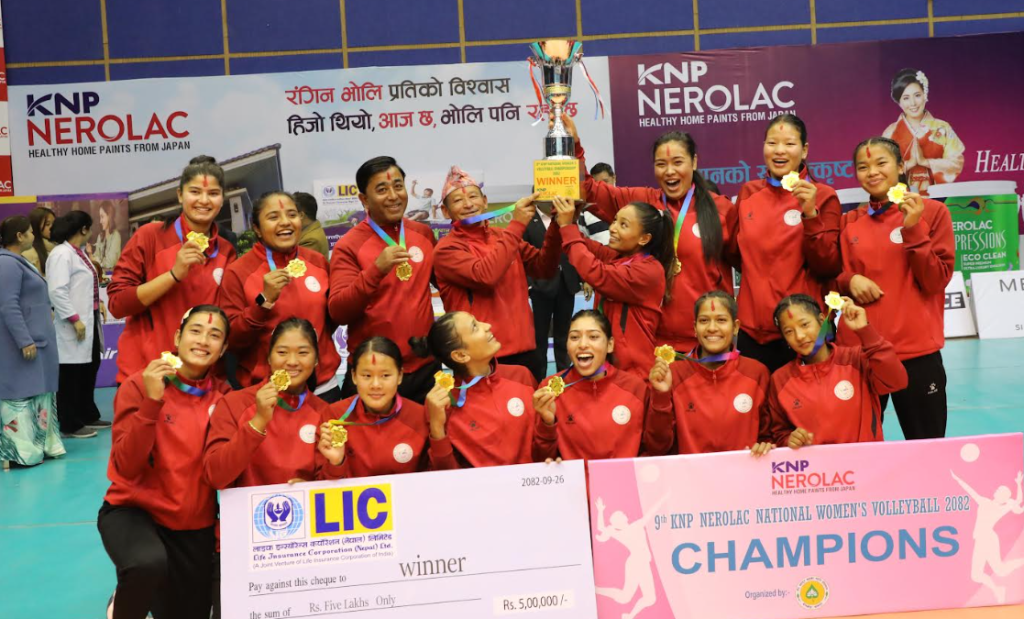 शेरबहादुर खड्का स्मृति महिला भलिबल : न्यु डायमन्ड अपराजित रहँदै च्याम्पियन