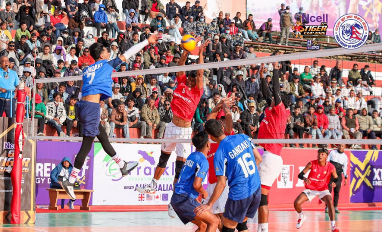 छैटौं टाइगर कप भलिबलमा एपीएफ, आर्मी र न्यू डायमण्डको विजयी सुरुवात