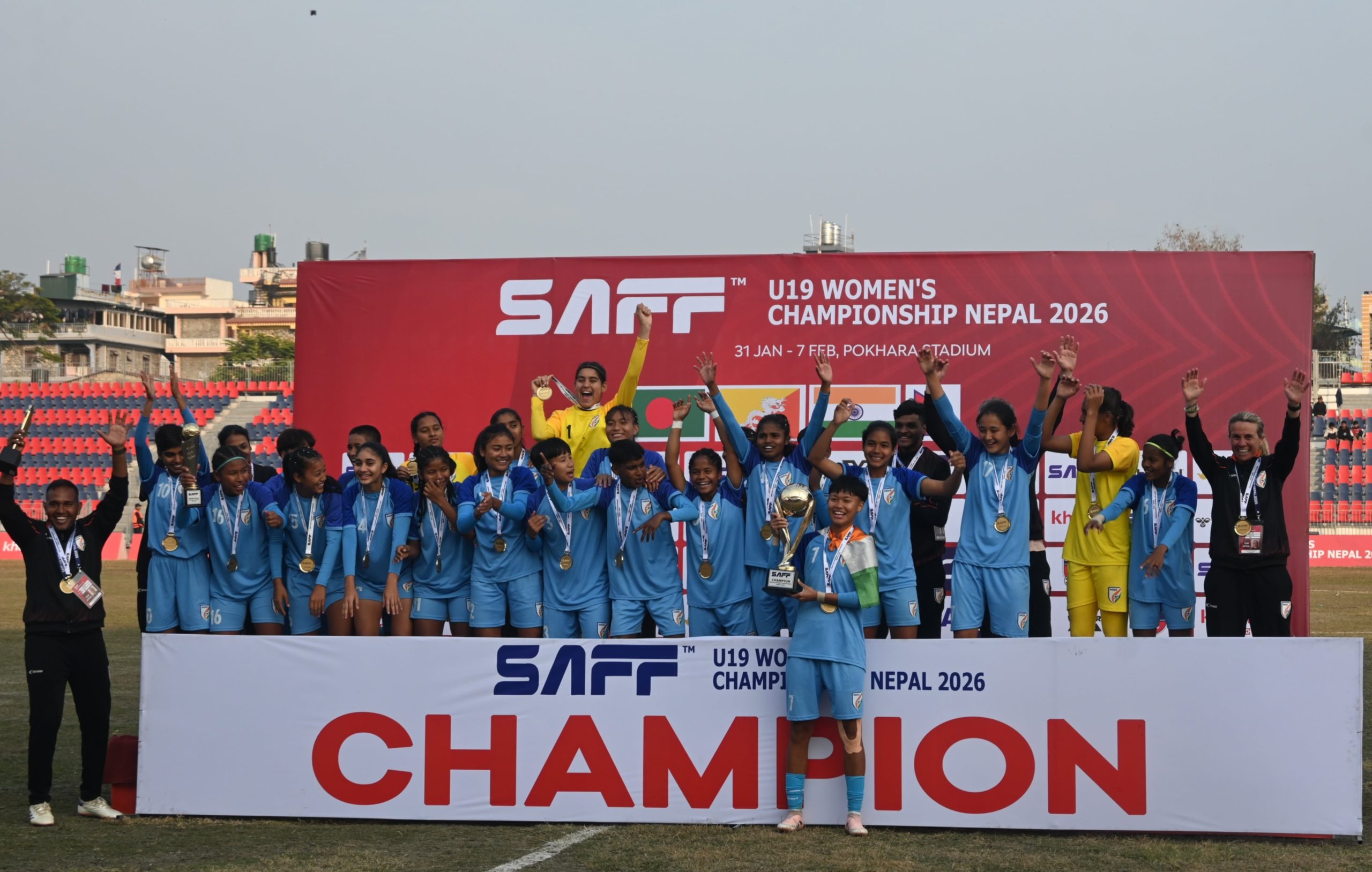 बंगलादेशलाई हराउँदै भारतले जित्यो साफ यू–१९ महिला च्याम्पियनसिपको उपाधि