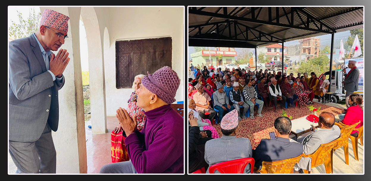 विष्णु पौडेलको घरदैलो : काममा अवरोध भएको गुनासो गर्दै, भोट माग्दै