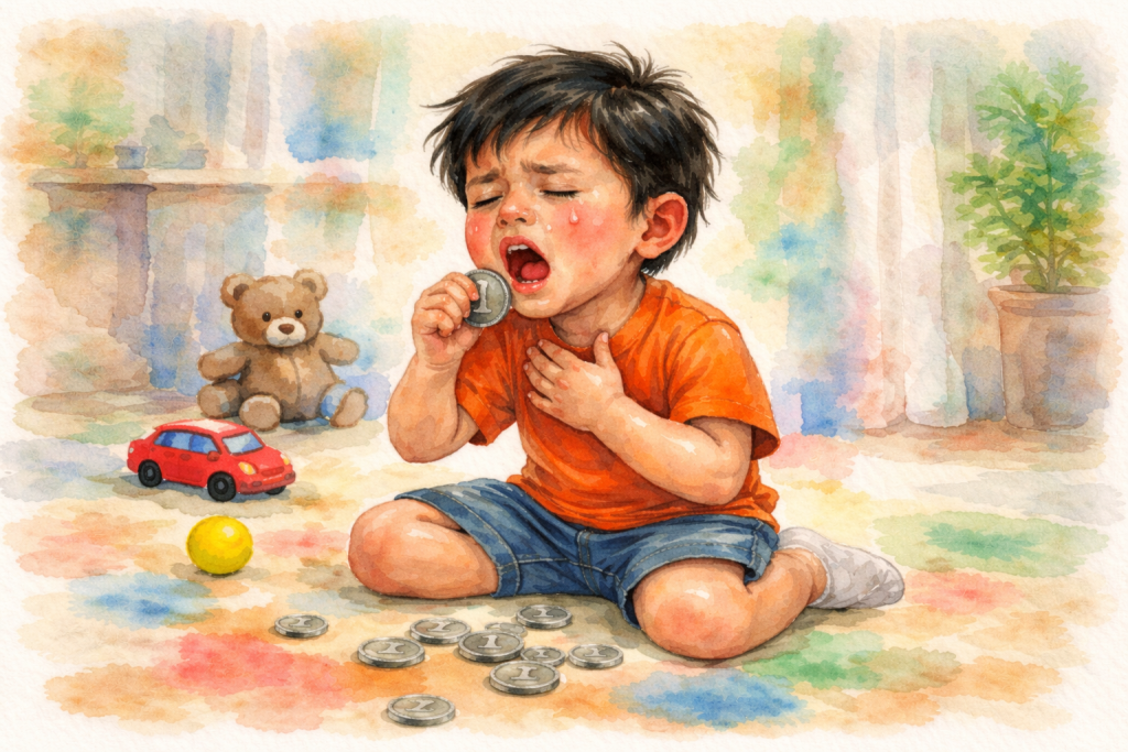 बच्चाको घाँटीमा सिक्का अड्किए तुरुन्त के गर्ने ?