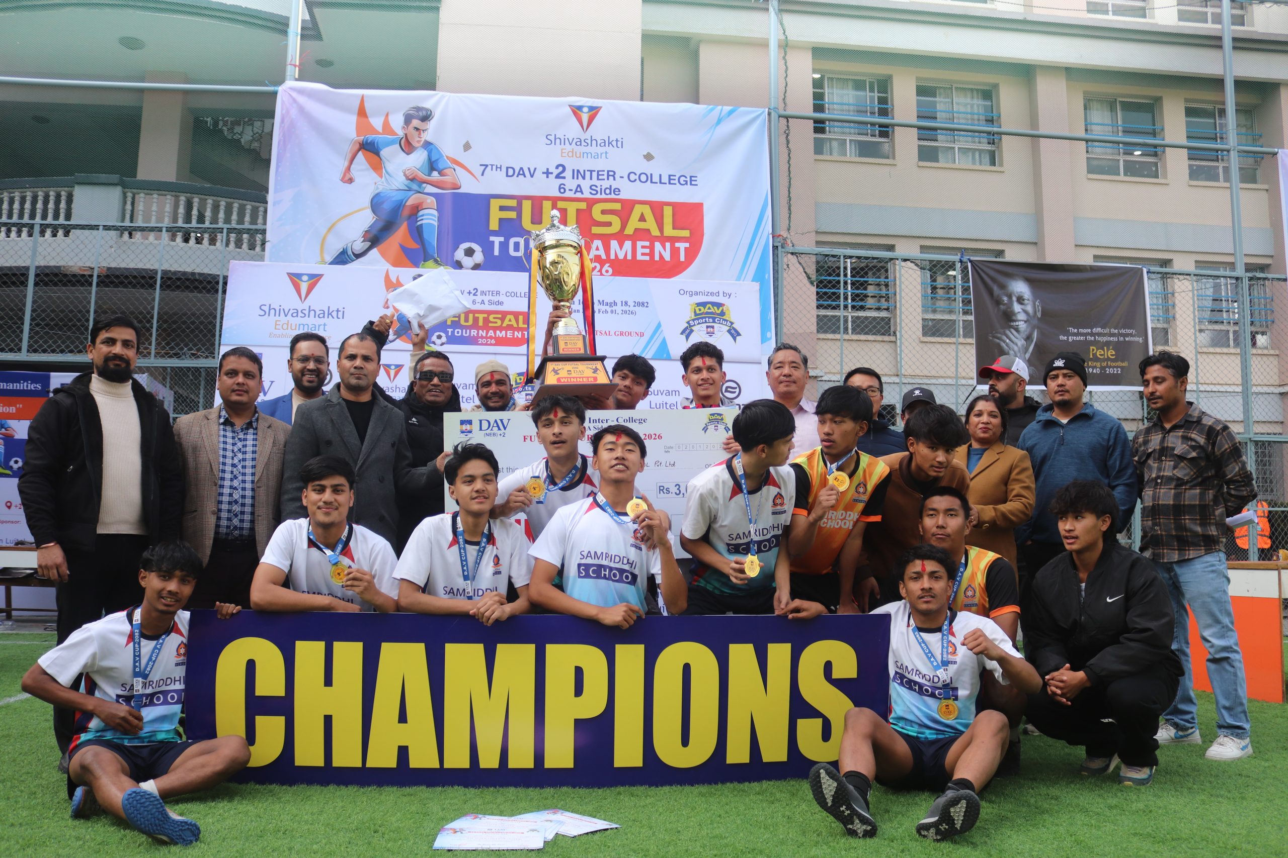 सातौं डिएभी अन्तरकलेज फुटसल उपाधि समृद्धि स्कुललाई, ३ लाख नगद पुरस्कार