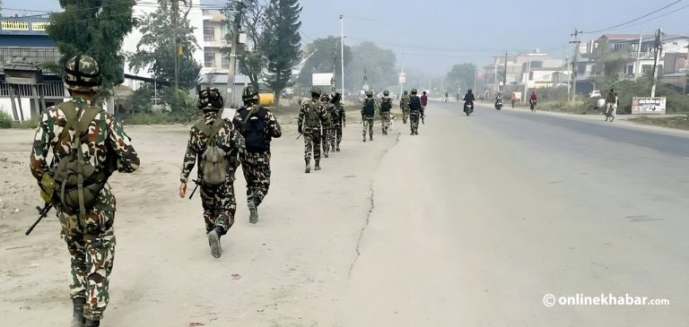 निर्वाचन सुरक्षा : सर्लाहीमा गस्तीमा खटियो सेना