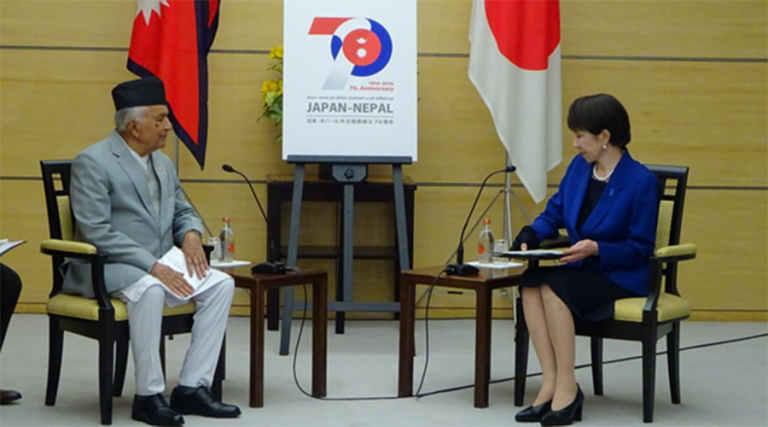 जापानका प्रधानमन्त्रीसँग राष्ट्रपति पौडेलको शिष्टाचार भेट  