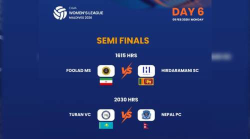 नेपाल पुलिस क्लब काभा महिला भलिबलको सेमिफाइनलमा खेल्दै