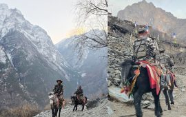 मुगुका हिमाली भेगमा घोडा चढेर सेनाको गस्ती