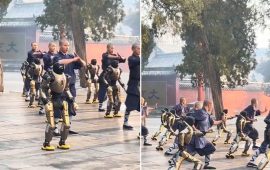 चीनमा के हुँदैछ यस्तो ? भिक्षुसँग ‘मार्सल आर्ट्स’ सिक्दै रोबोट